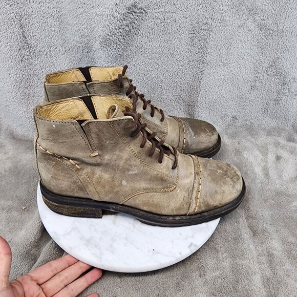 Kenneth Cole Reaction Shoes Mens Size 10 Tan Leather Cap Toe America Boot *Read* main image 5